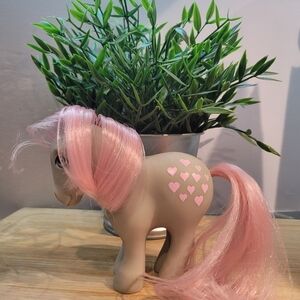 Pink and Gray Toy Pony with Heart Design